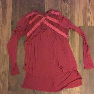 Lace peekaboo high low top